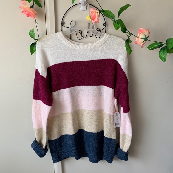 Time and Tru Sweaters - Time & Tru | Color-block Sweater